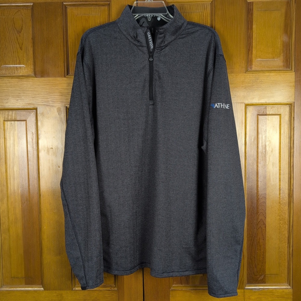 Greyson Tate Herringbone Mock neck 1/4 Zip Pullover Mens XL Charcoal Grey